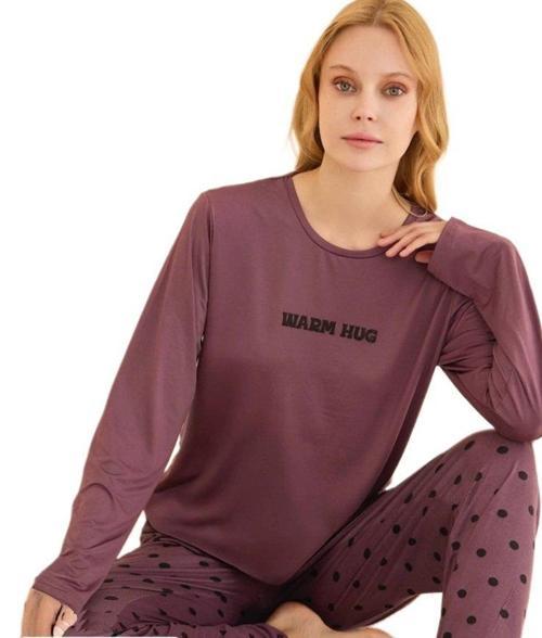 "Milanella %100 Pamuk Kadın Uzun Kollu Pijama Takımı S/2XL Şık ve Rahat Tasarım"