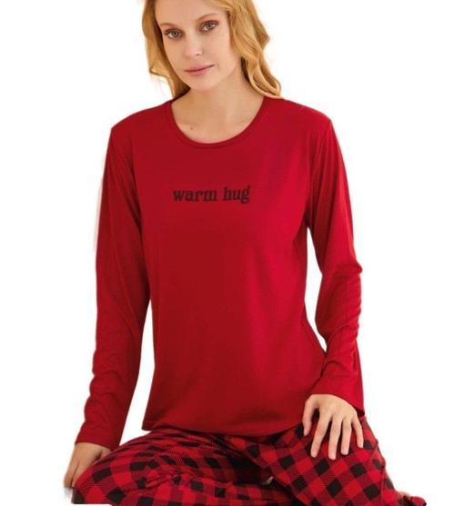 Luccia Kadın Pijama Takımı Uzun Kollu Pamuklu Kumaş  S–2XL