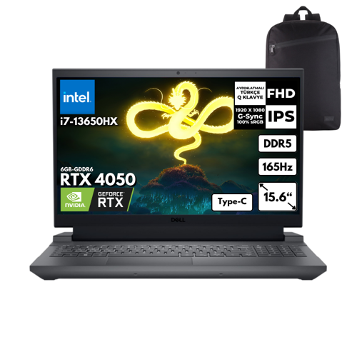 Gaming G15 5530 I7-13650HX 24-GBDDR5 2 TBSSD RTX4050 (6GB) 15.6" 165Hz FHD Windows 11 Home + HMF Sırt Çantası G155530010UHMF30