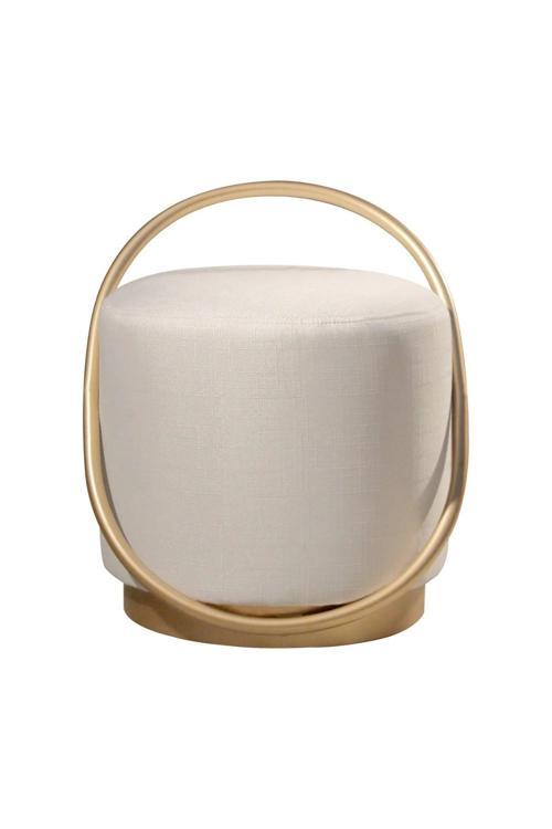  Loop Serisi Puf, Metal Halkalı Puf, Makyaj Oturağı ,Puf Bench Montajsız Oturak Gold Metal Ayaklı