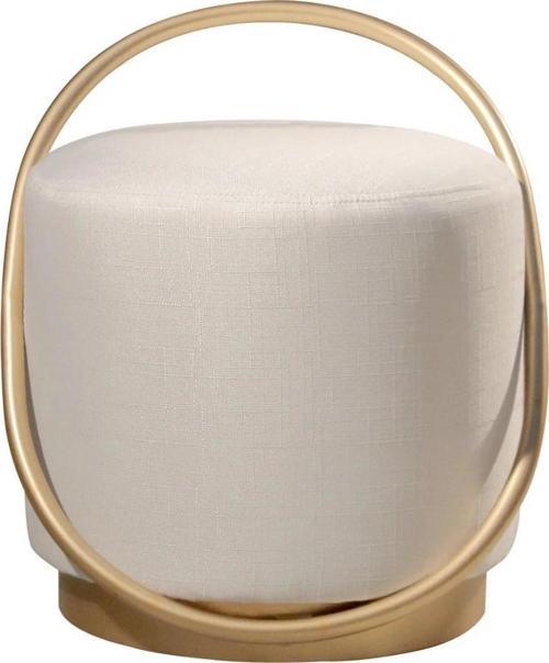  Loop Serisi Puf, Metal Halkalı Puf, Makyaj Oturağı ,Puf Bench Montajsız Oturak Gold Metal Ayaklı