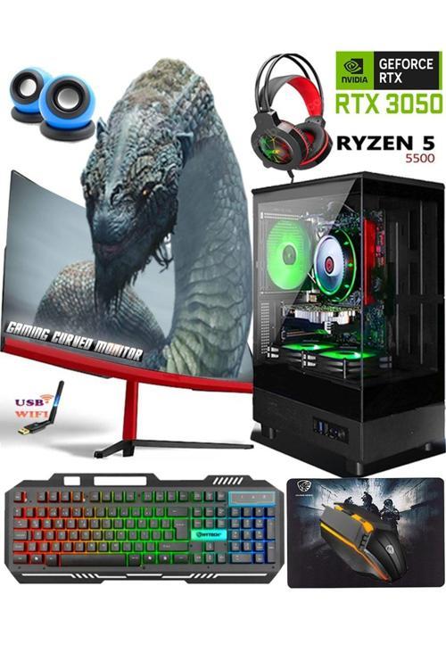 Tc11 Ryzen 5 5500 32Gb Ram 512Gb M2 Ssd Rtx3050 Gddr6 23.6'' Curved Oyuncu Masaüstü Bilgisayar