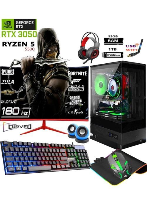Tc65X Ryzen 5 5500 32Gb 1Tb M.2 Nvme Ssd Rtx3050 24" 180Hz Oyuncu Masaüstü Bilgisayarı Hazır Sistem