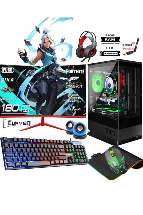 Tc087 Ryzen 7 5700X 32Gb 1Tb M.2 Nvme Ssd Rx580 8Gb 24'' 180Hz Curved Masaüstü Oyuncu Bilgisayarı