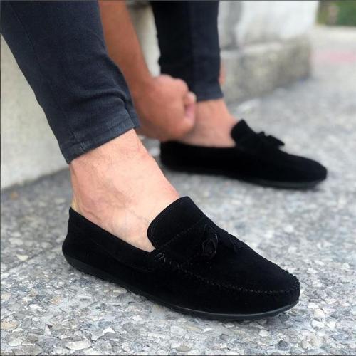 Erkek Siyah Süet Günlük Loafer Babet Ayakkabı LFRPSKL-4230