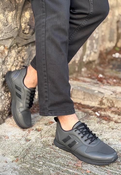 Logan Füme Siyah Ortopedik Günlük Garantili Yürüyüş Koşu Sneaker Spor Ayakkabı LOGAN-7039