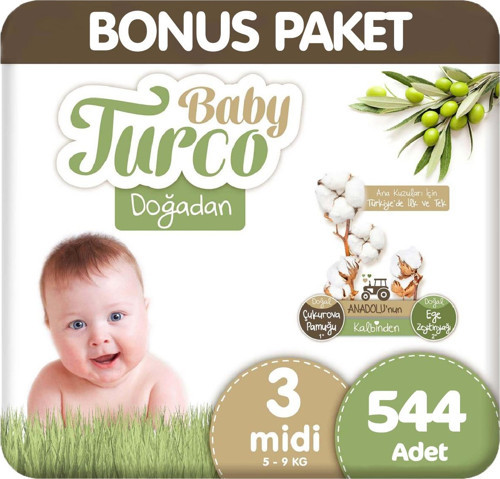 Doğadan Bonus Paket Bebek Bezi 3 Beden 136x4 544 Adet
