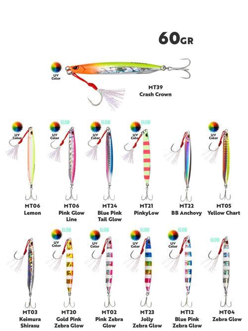Metal Cast 60gr Shore Jig Metal Yem MT02 Pink Zebra Glow