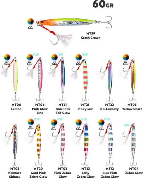 Metal Cast 60gr Shore Jig Metal Yem MT18 Pink Glow Line
