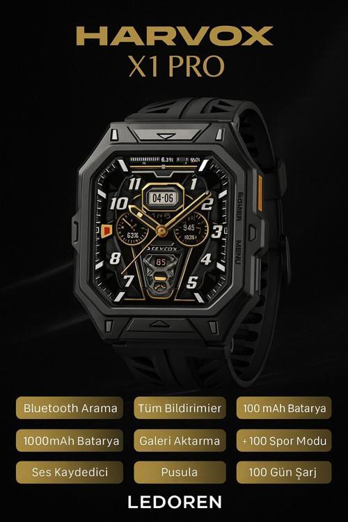 HX Watch X1 Pro Siyah Akıllı Saat Iphone Ve Android Tüm Telefonlara Uyumlu