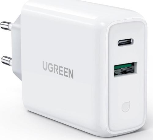 38W Çift Portlu USB-A ve Type-C PD QC Hızlı Şarj Cihazı Beyaz
