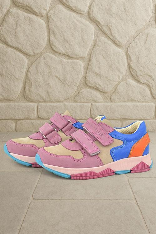 Hakiki Deri Pembe Çocuk Sneakers Spor Ayakkabı