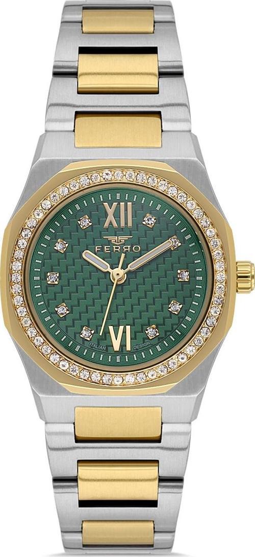 FL21616AWT-D6 Quartz Çelik Altın/Gri Yeşil Kadran 27 mm Kadın Kol Saati
