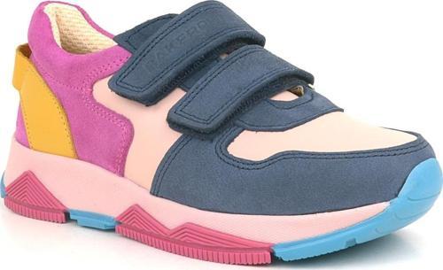 Hakiki Deri Lacivert Pembe Çocuk Sneakers Spor Ayakkabı