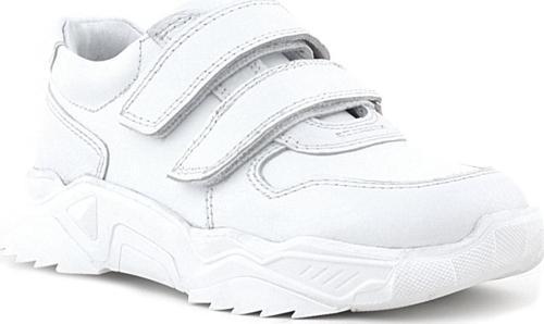 Hakiki Deri Beyaz Yüksek Tabanlı Kız Çocuk Sneakers Ayakkabı