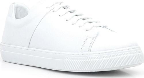 Beyaz Hakiki Deri Kadın Bağcıklı Sneaker Ayakkabı