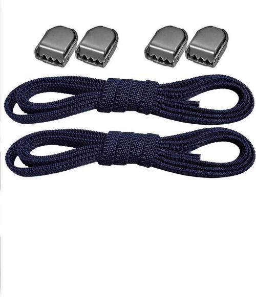 Akıllı Kilitli Ayarlanabilir 1 Çift Koyu Lacivert 6 MM Lastik Pratik Bağcık