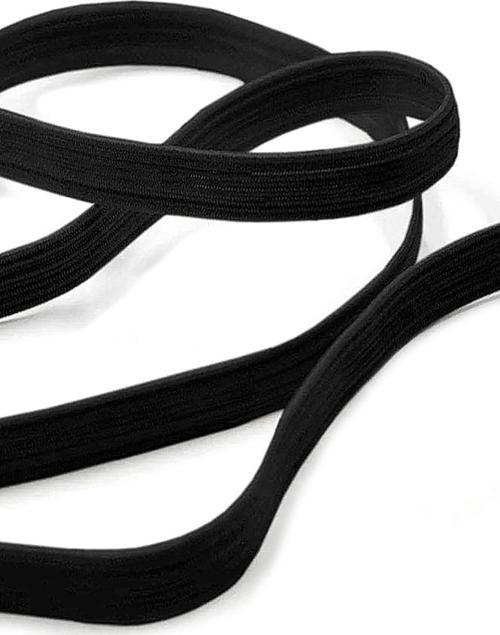 Siyah 12 mm 5 mt Dayanıklı Sert Yassı Elastik Şerit Lastik