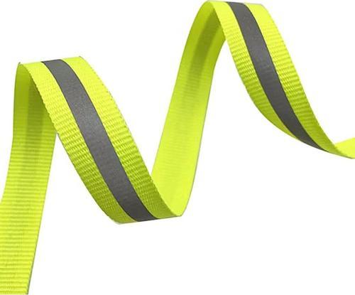 Neon Sarı Reflektörlü 10 mm 5 mt Yansıtıcı Dokuma Şerit Bant