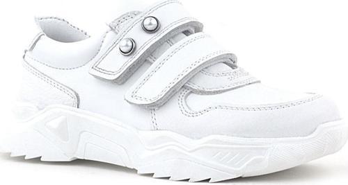 Hakiki Deri Beyaz Taşlı Kız Çocuk Sneakers Ayakkabı