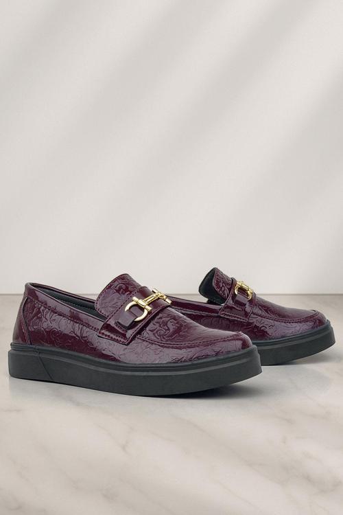 Bordo Tokalı Loafer Çocuk Klasik Ayakkabı