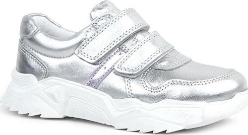Hakiki Deri Gümüş Beyaz Tabanlı Kız Çocuk Sneakers Ayakkabı