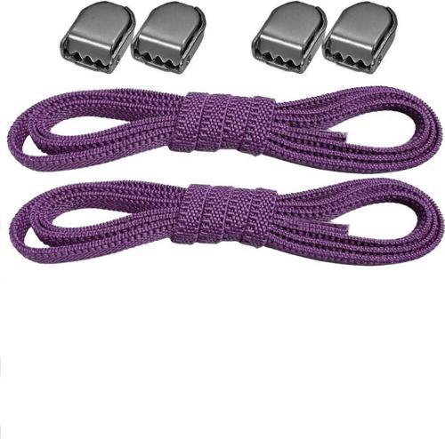 Akıllı Kilitli Ayarlanabilir 1 Çift Mor 6 MM Lastik Pratik Bağcık