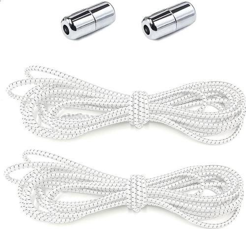 Ayarlanabilir 1 Çift Desenli Beyaz Simli Vidalı Kapsül Uçlu Yuvarlak Lastik Pratik Bağcık