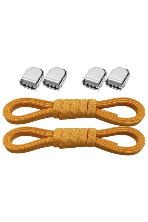 Akıllı Kilitli Ayarlanabilir 1 Çift Hardal Sarı 6 MM Lastik Pratik Bağcık