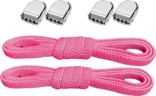 Akıllı Kilitli Ayarlanabilir 1 Çift Fuşya Pembe 6 MM Lastik Pratik Bağcık