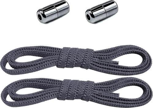 Ayarlanabilir 1 Çift Koyu Gri Vidalı Kapsül Uçlu 6 MM Lastik Pratik Bağcık