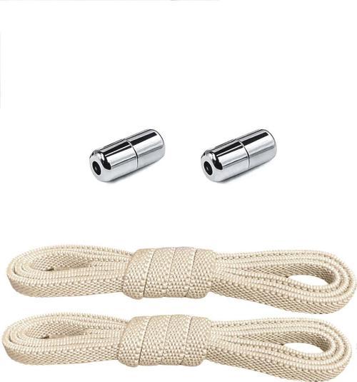 Ayarlanabilir 1 Çift Bej Vidalı Kapsül Uçlu 6 MM Lastik Pratik Bağcık