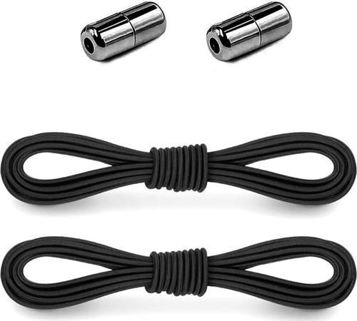 Ayarlanabilir 1 Çift Siyah Vidalı Kapsül Uçlu Yuvarlak Lastik Pratik Bağcık