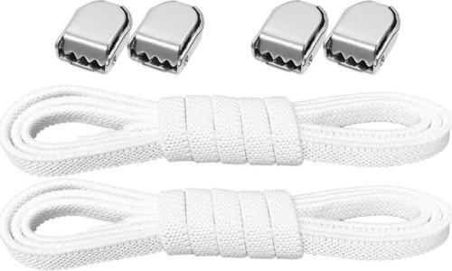 Akıllı Kilitli Ayarlanabilir Beyaz 6 MM Lastik Pratik Bağcık 1 Çift