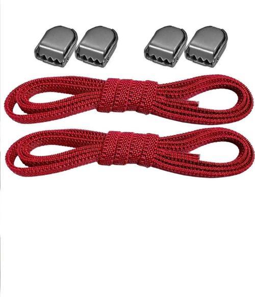 Akıllı Kilitli Ayarlanabilir 1 Çift Kırmızı 6 MM Lastik Pratik Bağcık