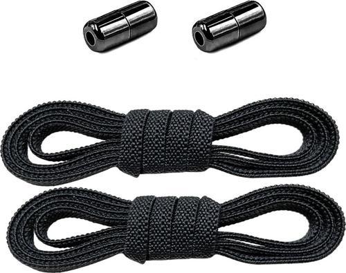 Ayarlanabilir 1 Çift Siyah Vidalı Kapsül Uçlu 6 MM Lastik Pratik Bağcık