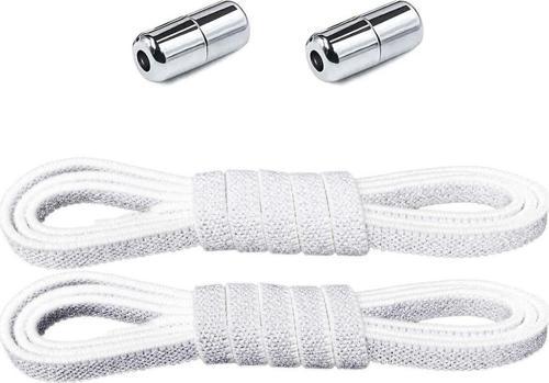 Ayarlanabilir 1 Çift Gümüş Simli Vidalı Kapsül Uçlu 6 MM Lastik Pratik Bağcık