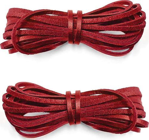 Hakiki Deri Kırmızı 5 MM 1 Çift 100 CM Ayakkabı Bağcığı
