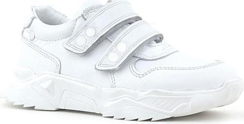 Hakiki Deri Beyaz Metal Detaylı Kız Çocuk Sneakers Ayakkabı