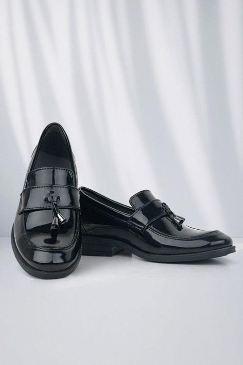 Loafer Siyah Rugan Erkek Klasik Çocuk Ayakkabı