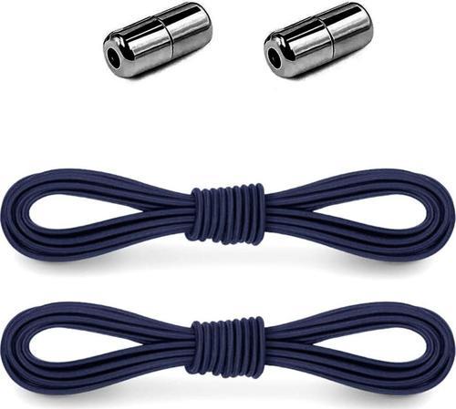 Ayarlanabilir 1 Çift Lacivert Vidalı Kapsül Uçlu Yuvarlak Lastik Pratik Bağcık