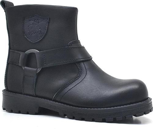 Chiron Hakiki Deri Siyah Fermuarlı Çocuk Çizme Bot