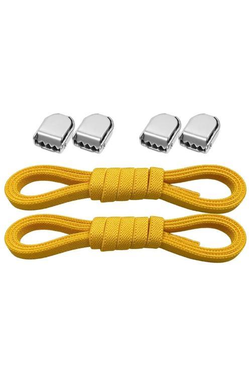 Akıllı Kilitli Ayarlanabilir Sarı 6 MM Lastik Pratik Bağcık 1 Çift