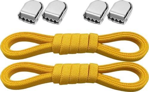 Akıllı Kilitli Ayarlanabilir Sarı 6 MM Lastik Pratik Bağcık 1 Çift