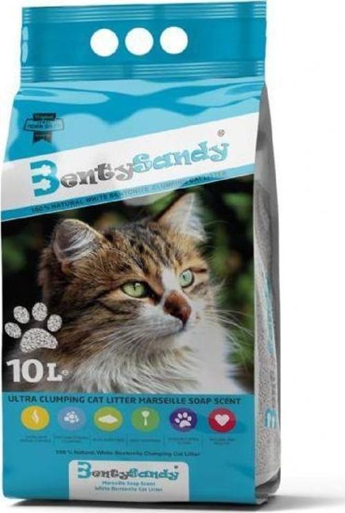 Bentysandy Marsilya Sabun Kokulu Kalın Bentonit Kedi Kumu 10 Lt