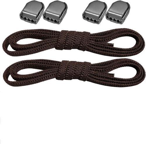 Akıllı Kilitli Ayarlanabilir 1 Çift Kahverengi 6 MM Lastik Pratik Bağcık