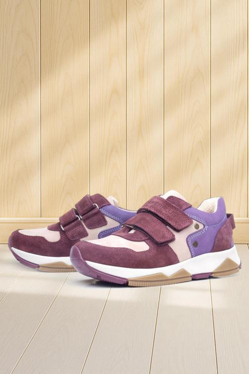 Hakiki Deri Bordo Pembe Metal Detaylı Kız Çocuk Sneakers Ayakkabı