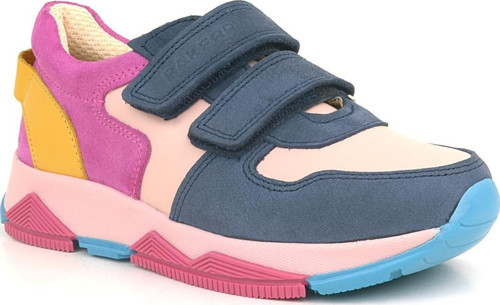 Hakiki Deri Lacivert Pembe Çocuk Sneakers Spor Ayakkabı