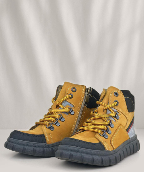 Hakiki Deri Sarı Fermuarlı Erkek Çocuk Bot