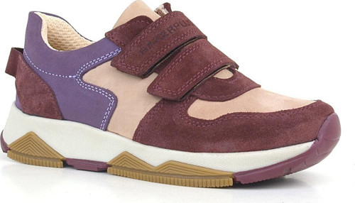 Hakiki Deri Bordo Pembe Kız Çocuk Cırtlı Sneakers Spor Ayakkabı